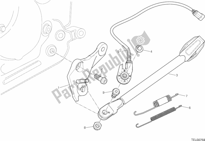 All parts for the Stand of the Ducati Hypermotard Brasil 821 2014